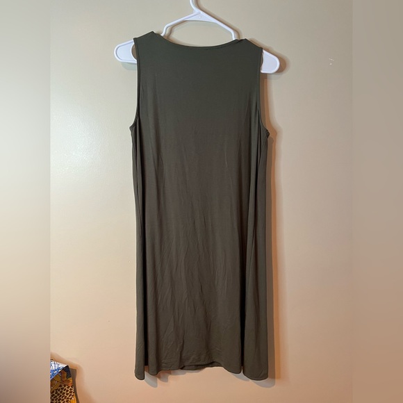Anthropologie Lilla P Olive Green Swing Tank Midi Dress EUC - Picture 4 of 5